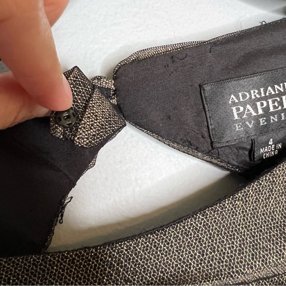 Metallic gold black ADRIANNA PAPELL Evening sleeveless sheath dress - Picture 7 of 9